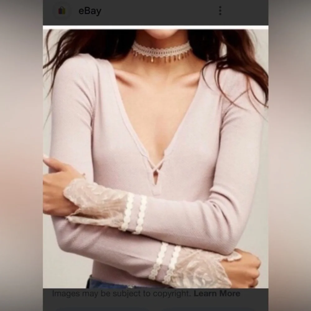 Free People Last Dance Lace Cuff Long Sleeve, S